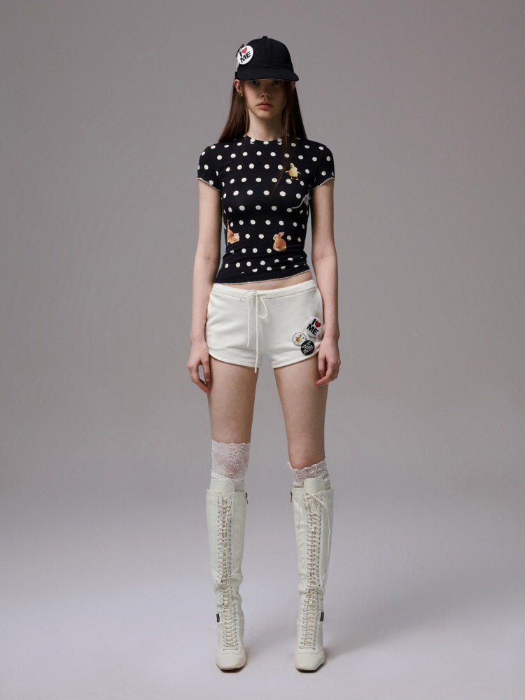Animal Polka Dot Print Crew Neck Short Sleeve T-Shirt【s0000013393】