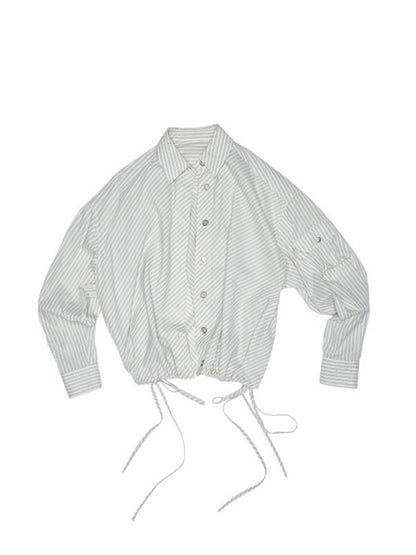 Lazy Striped Flower Bud Loose Shirt & Bra & Cargo Pants【s0000013394】
