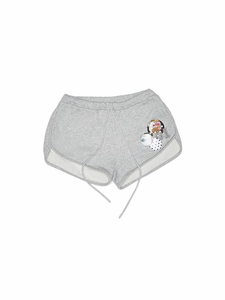 U-Shaped Sports No.Print Shorts & Personality Badge 【s0000013397】
