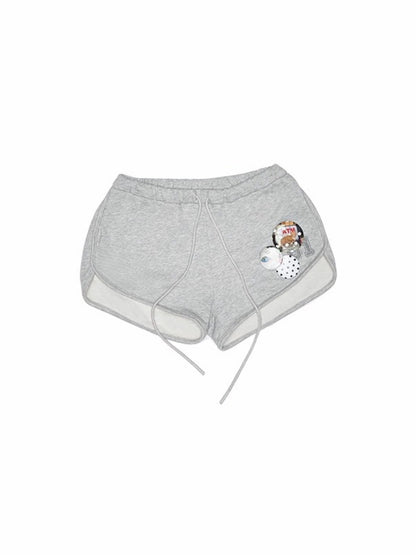 U-Shaped Sports No.Print Shorts & Personality Badge 【s0000013397】