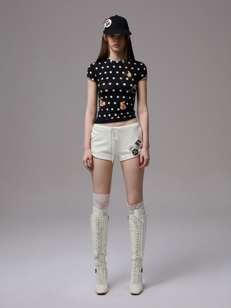 U-Shaped Sports No.Print Shorts & Personality Badge 【s0000013397】