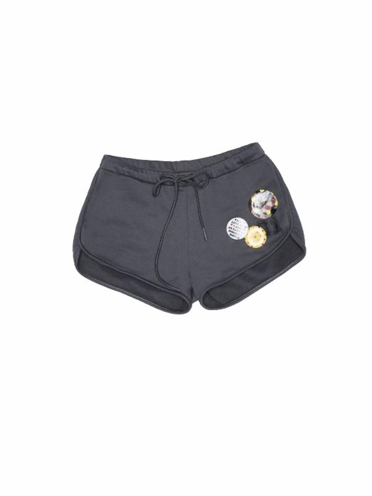 U-Shaped Sports No.Print Shorts & Personality Badge 【s0000013397】