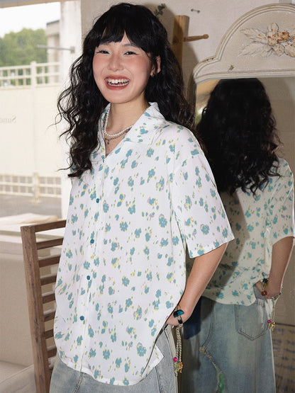 Flower Printed Short Sleeve Shirt【s0000013398】