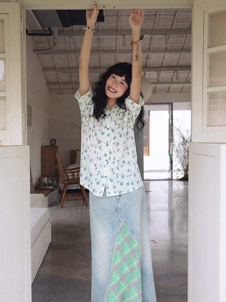 Flower Printed Short Sleeve Shirt【s0000013398】