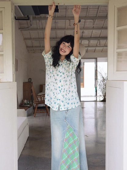 Flower Printed Short Sleeve Shirt【s0000013398】