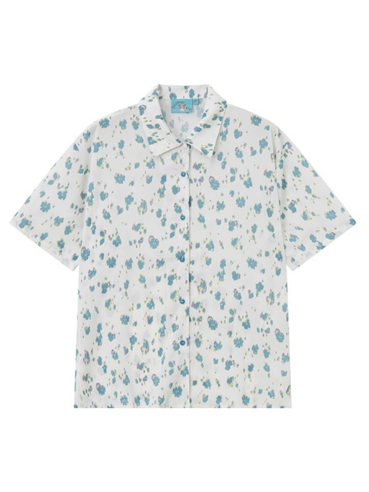 Flower Printed Short Sleeve Shirt【s0000013398】