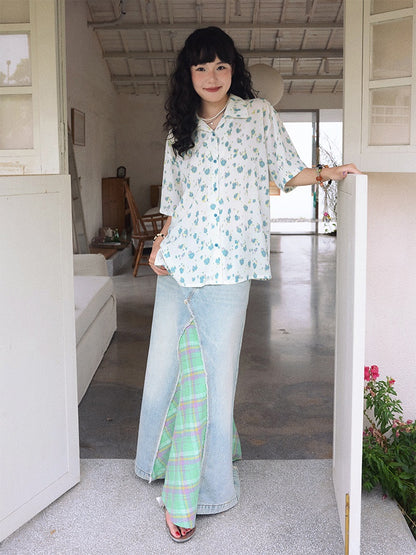 Flower Printed Short Sleeve Shirt【s0000013398】