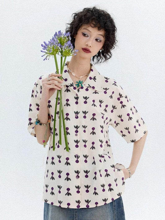 Radish Print Short Sleeved Shirt【s0000013399】
