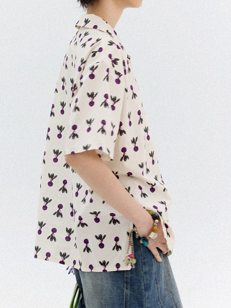 Radish Print Short Sleeved Shirt【s0000013399】