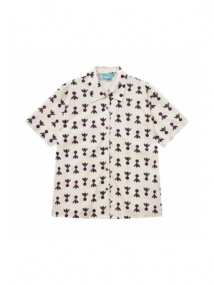 Radish Print Short Sleeved Shirt【s0000013399】