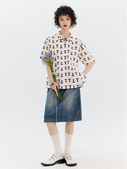 Radish Print Short Sleeved Shirt【s0000013399】