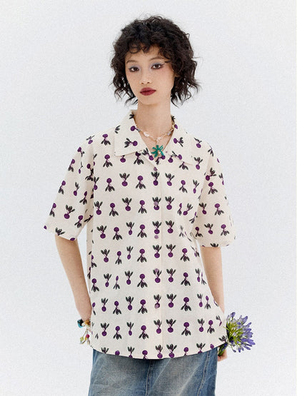Radish Print Short Sleeved Shirt【s0000013399】