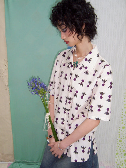 Radish Print Short Sleeved Shirt【s0000013399】