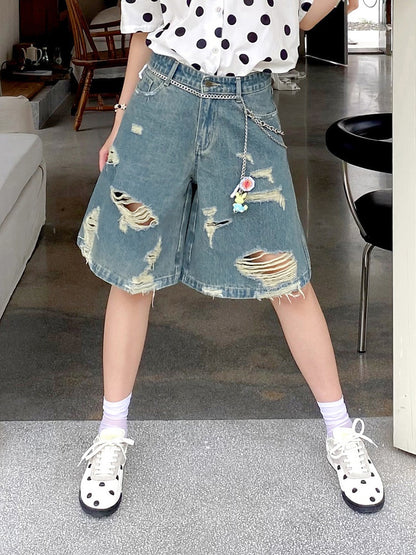 Ripped Denim Middle Pants【s0000013401】