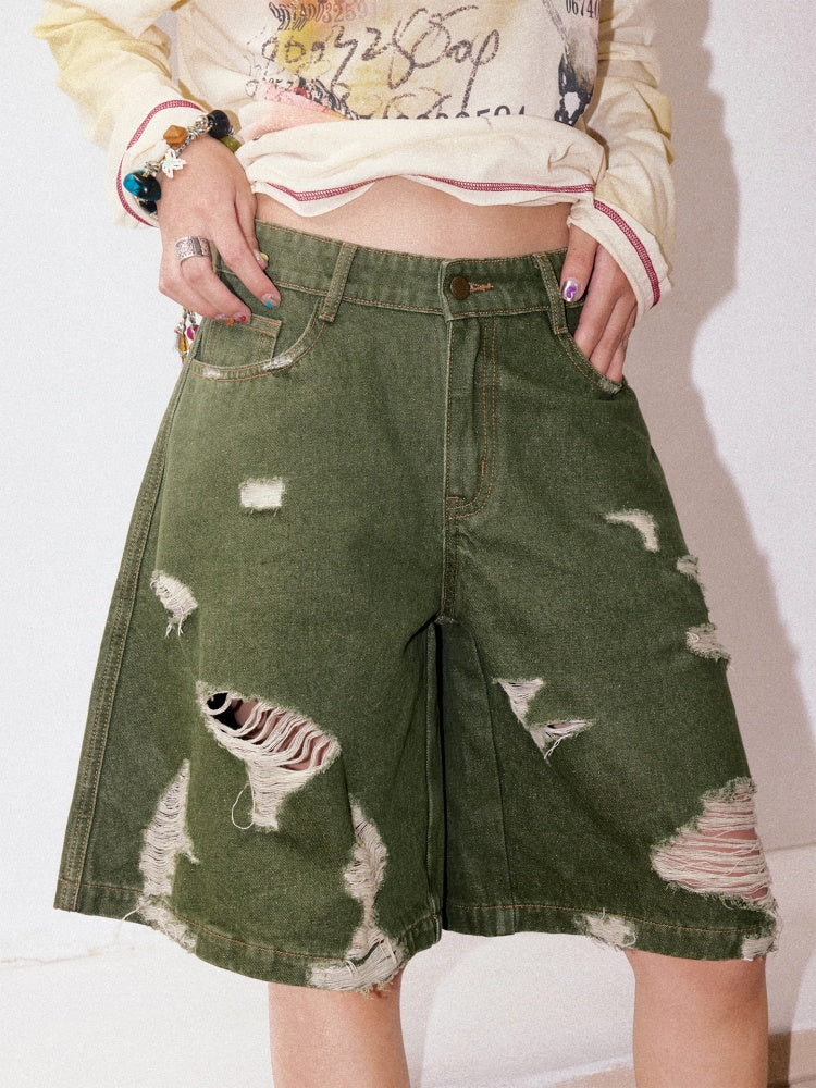 Ripped Denim Middle Pants【s0000013401】