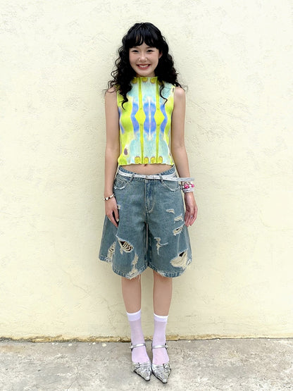 Ripped Denim Middle Pants【s0000013401】