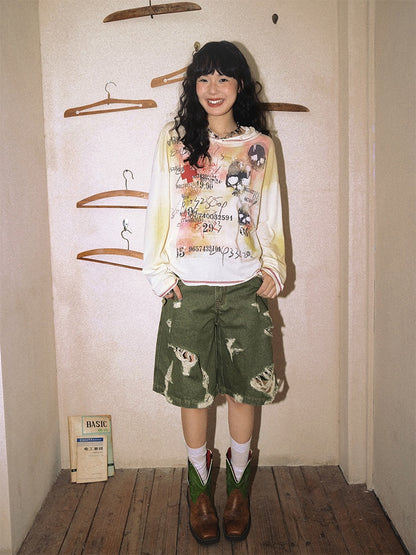 Ripped Denim Middle Pants【s0000013401】