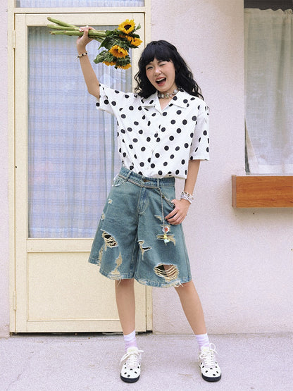 Ripped Denim Middle Pants【s0000013401】