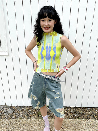 Ripped Denim Middle Pants【s0000013401】