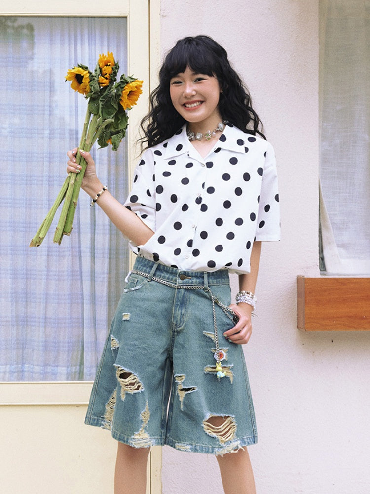 Ripped Denim Middle Pants【s0000013401】