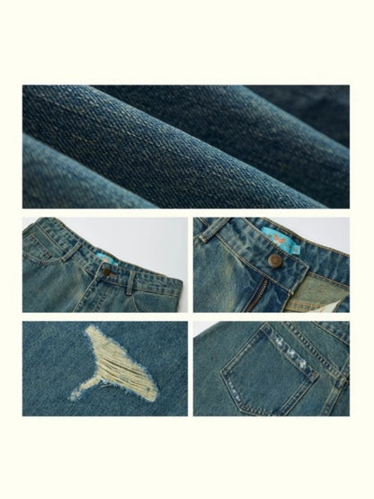 Ripped Denim Middle Pants【s0000013401】