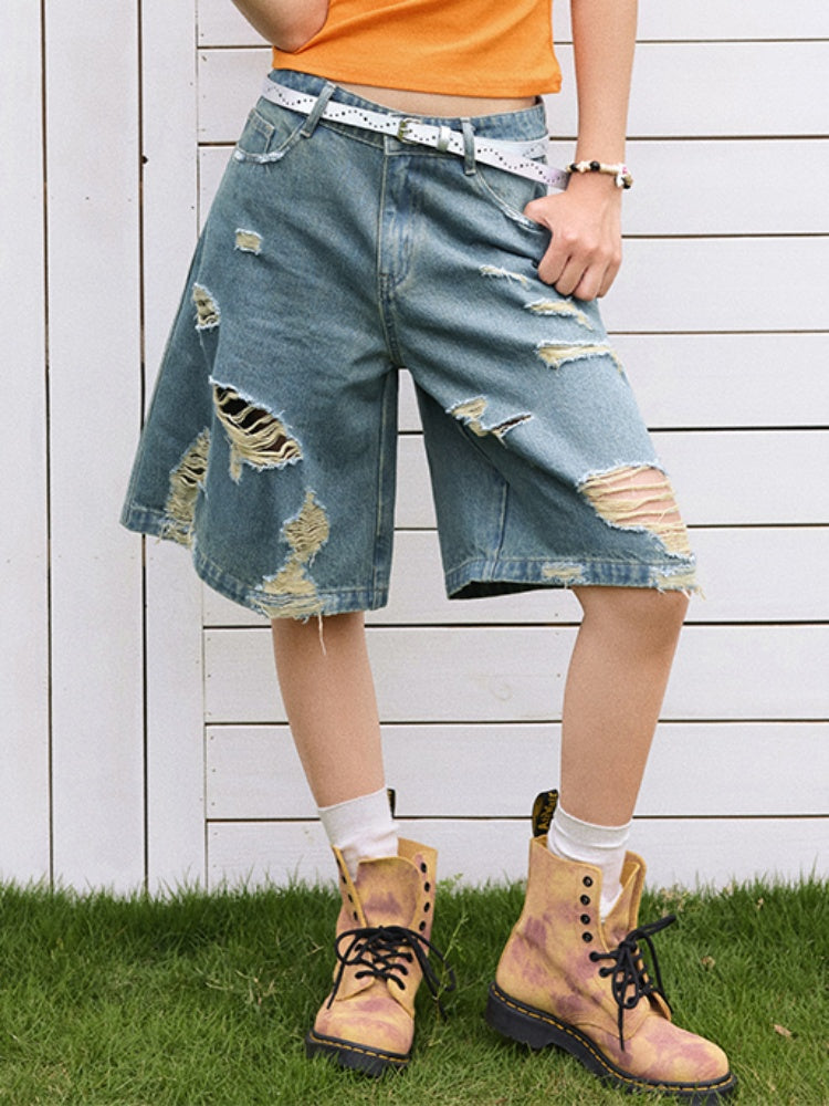Ripped Denim Middle Pants【s0000013401】