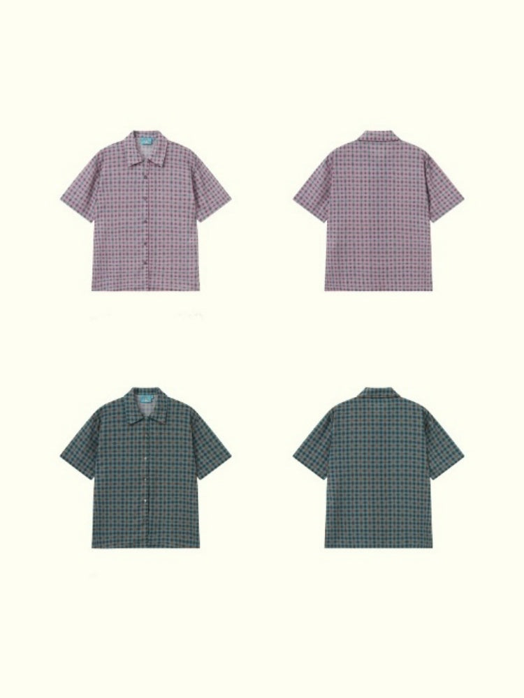 Japanese Style Plaid Short Sleeved Shirt【s0000013403】