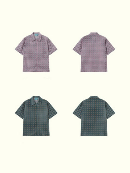 Japanese Style Plaid Short Sleeved Shirt【s0000013403】