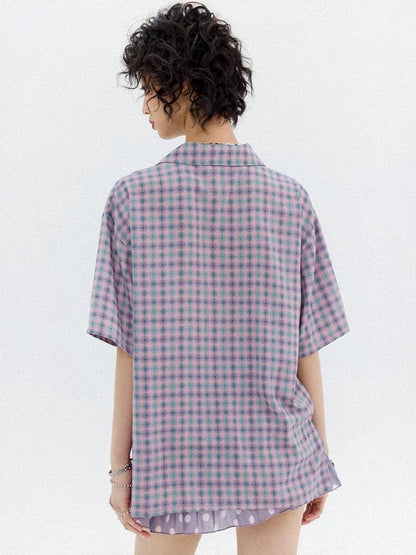 Japanese Style Plaid Short Sleeved Shirt【s0000013403】