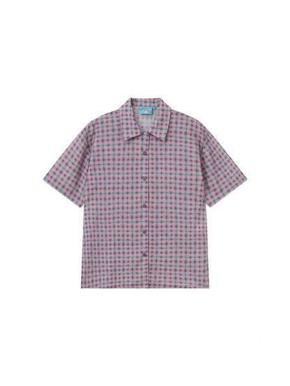 Japanese Style Plaid Short Sleeved Shirt【s0000013403】