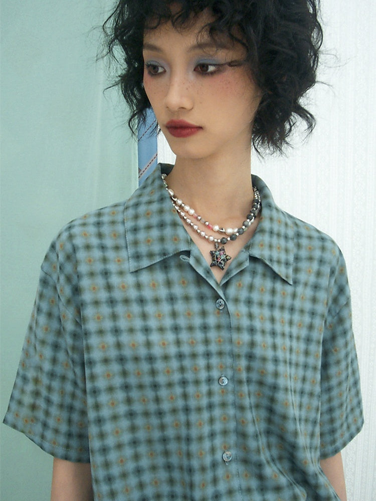 Japanese Style Plaid Short Sleeved Shirt【s0000013403】