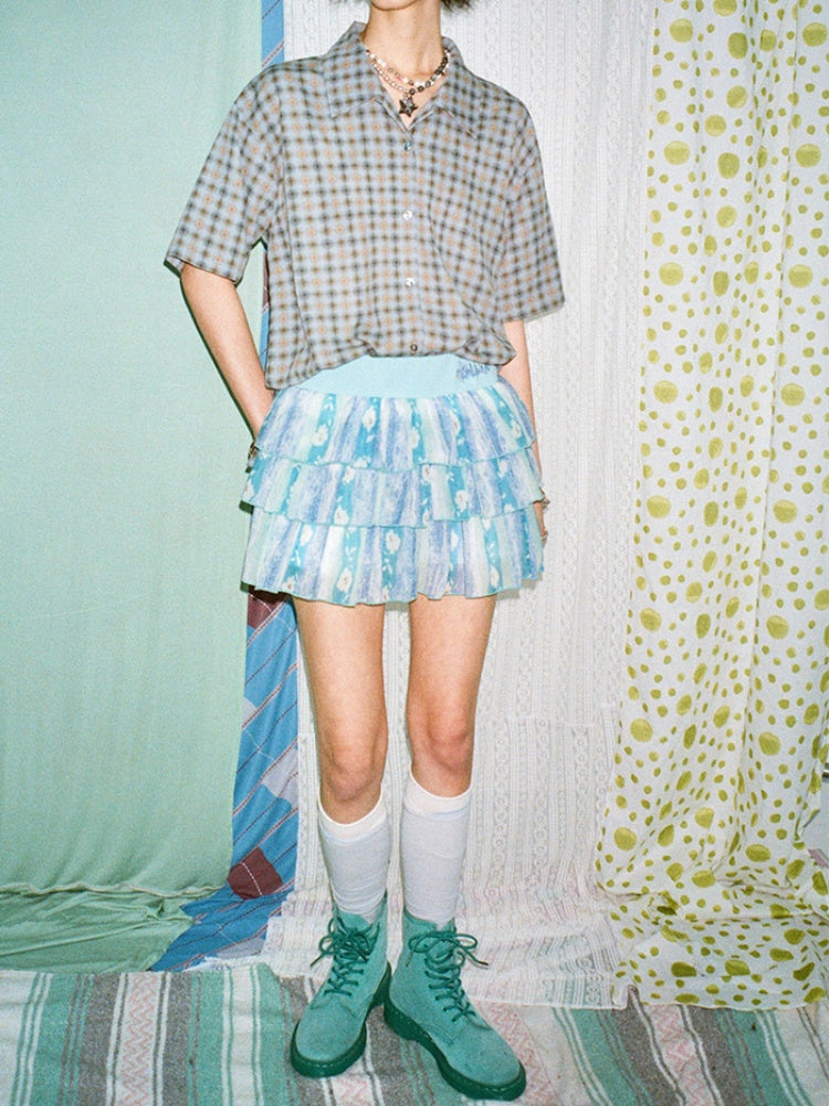 Japanese Style Plaid Short Sleeved Shirt【s0000013403】