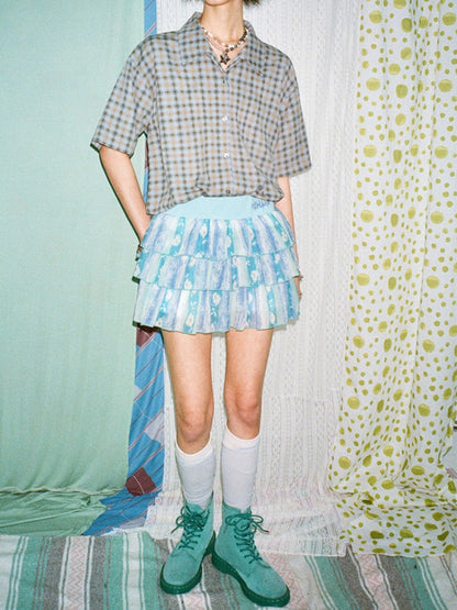 Japanese Style Plaid Short Sleeved Shirt【s0000013403】