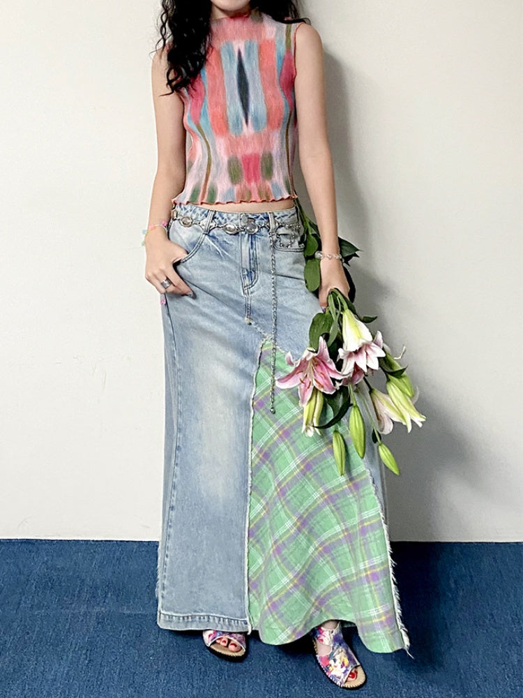 "Dream Movement" Pressed Pleated Print Sleeveless Vest【s0000013404】