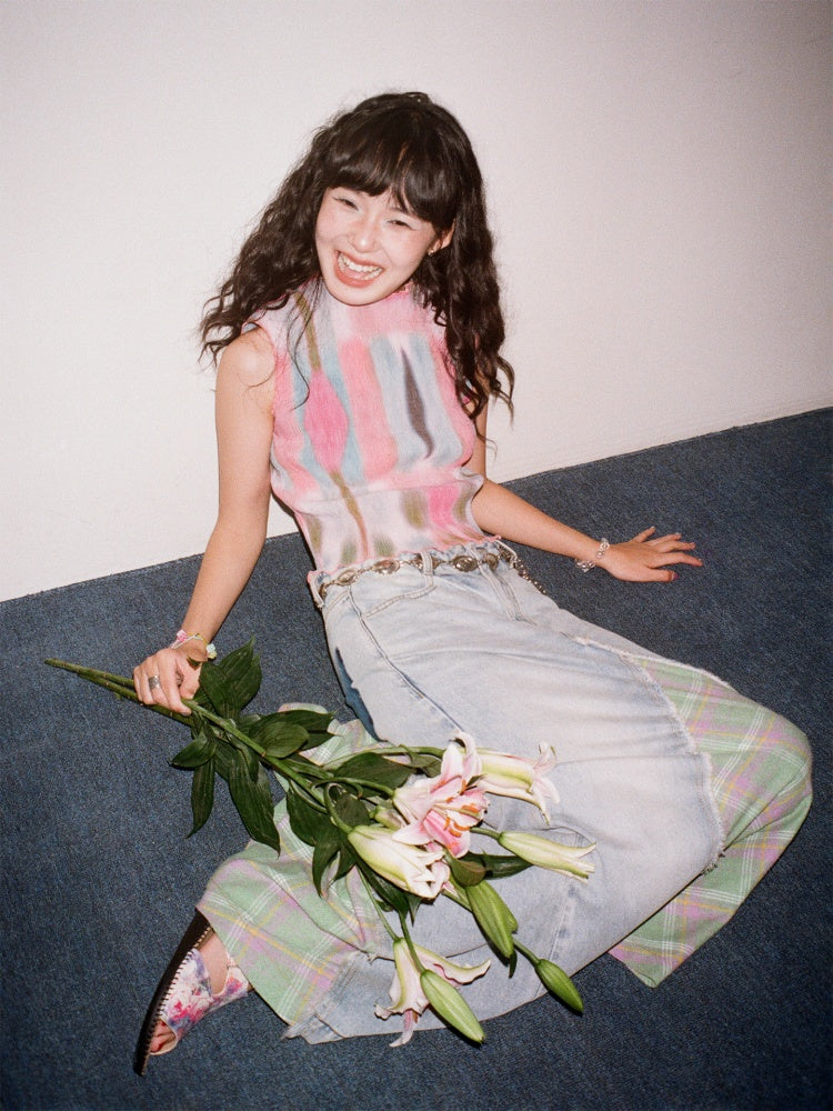 "Dream Movement" Pressed Pleated Print Sleeveless Vest【s0000013404】