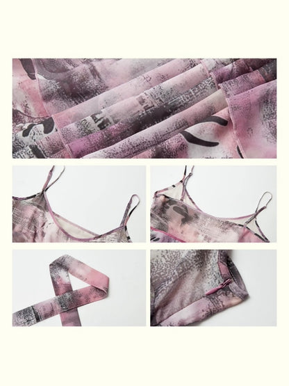 "Butterfly Codex" Gradation Print Asymmetry Suspender Dress【s0000013405】