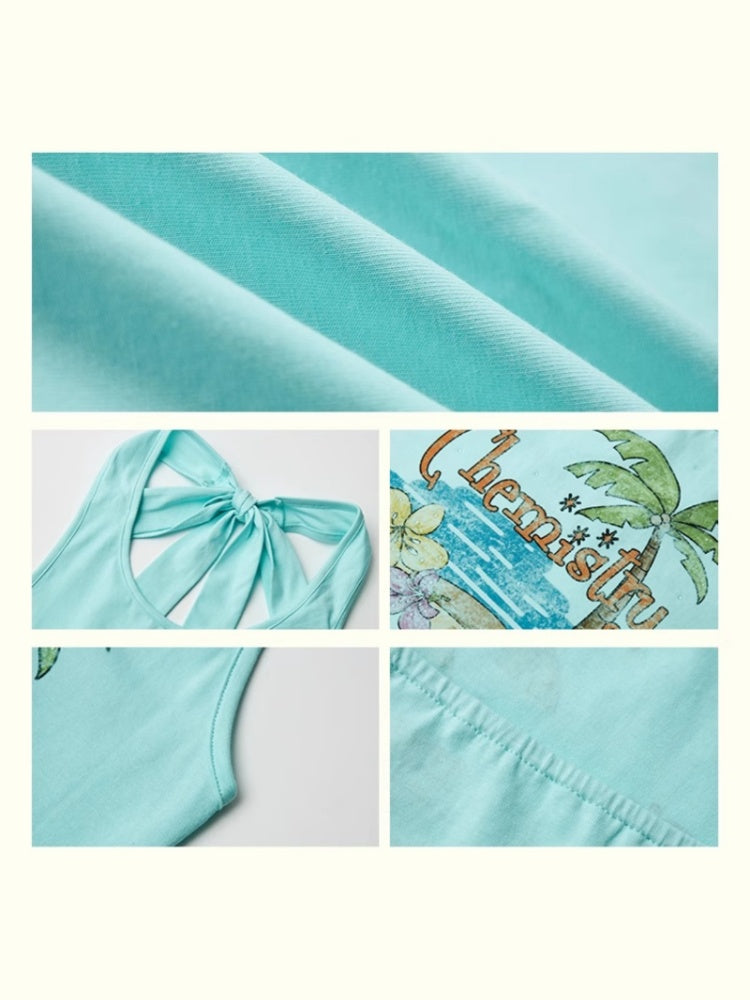 Back Bow summer Tropical Graphic Tank Top【s0000013408】