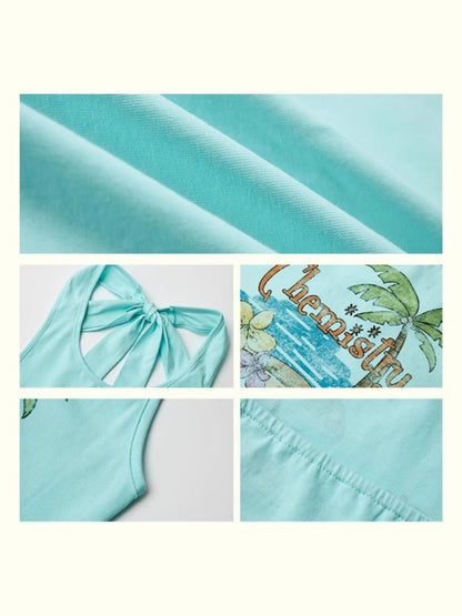 Back Bow summer Tropical Graphic Tank Top【s0000013408】