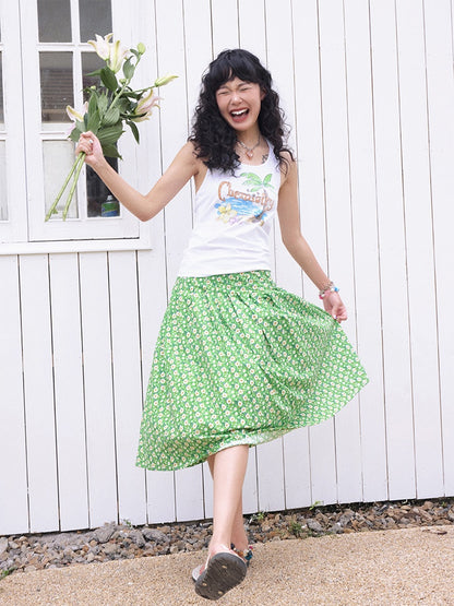 Back Bow summer Tropical Graphic Tank Top【s0000013408】