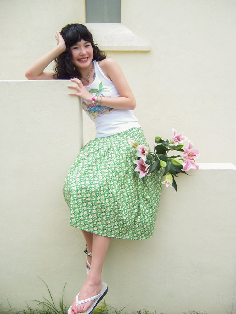 Back Bow summer Tropical Graphic Tank Top【s0000013408】