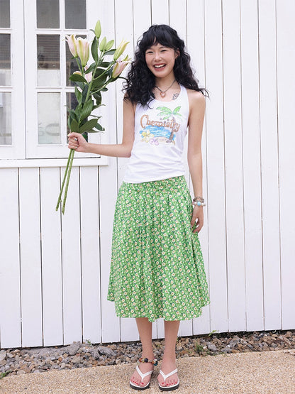Back Bow summer Tropical Graphic Tank Top【s0000013408】