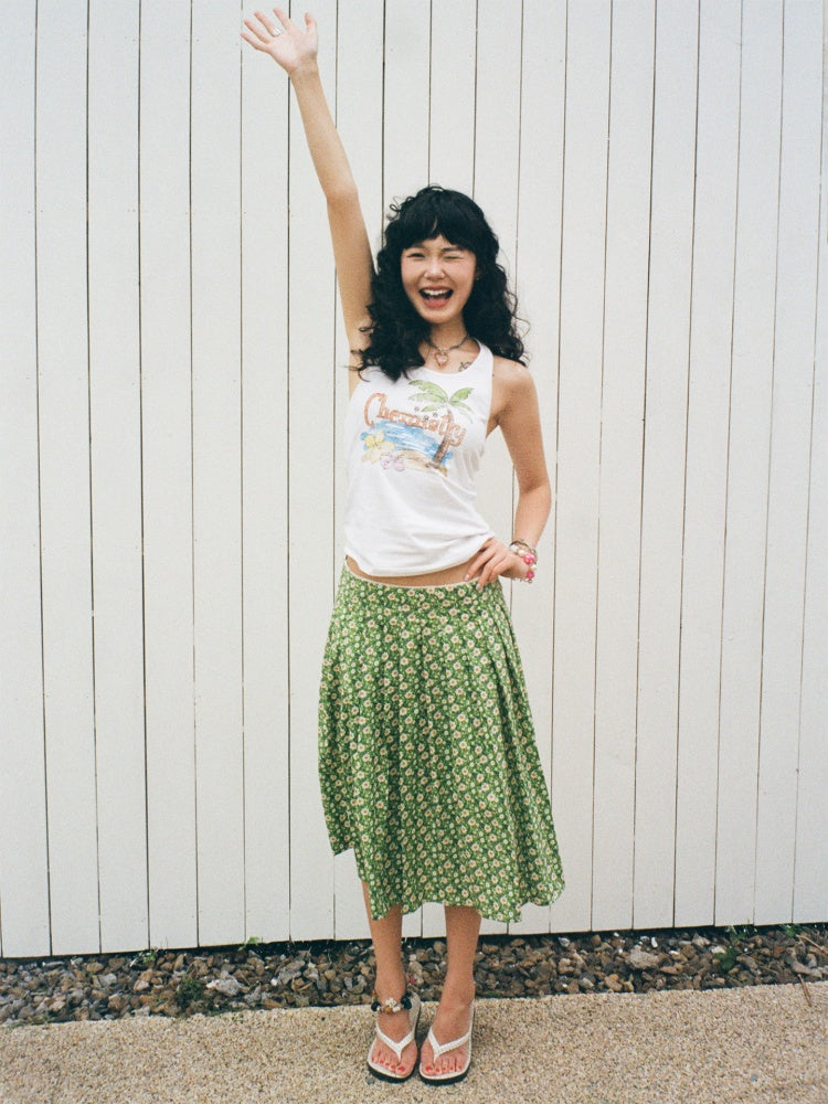 Back Bow summer Tropical Graphic Tank Top【s0000013408】