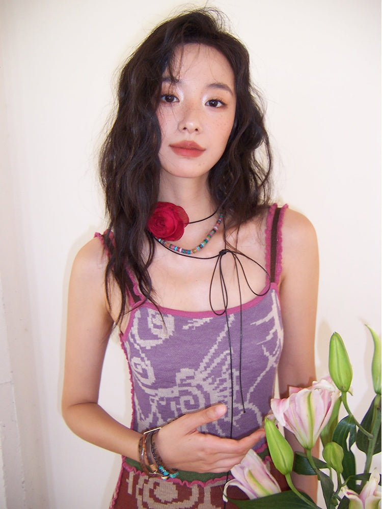 "Neon Feather Mange" French Camisole Dress【s0000013409】