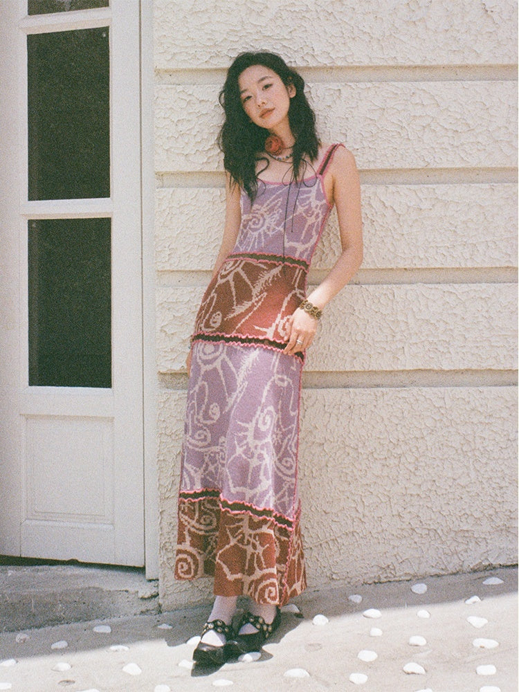 "Neon Feather Mange" French Camisole Dress【s0000013409】