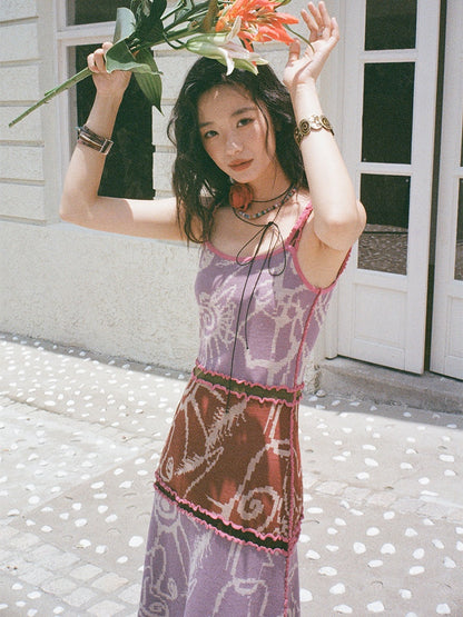 "Neon Feather Mange" French Camisole Dress【s0000013409】