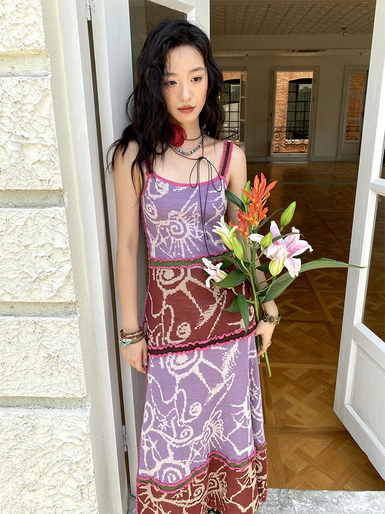 "Neon Feather Mange" French Camisole Dress【s0000013409】