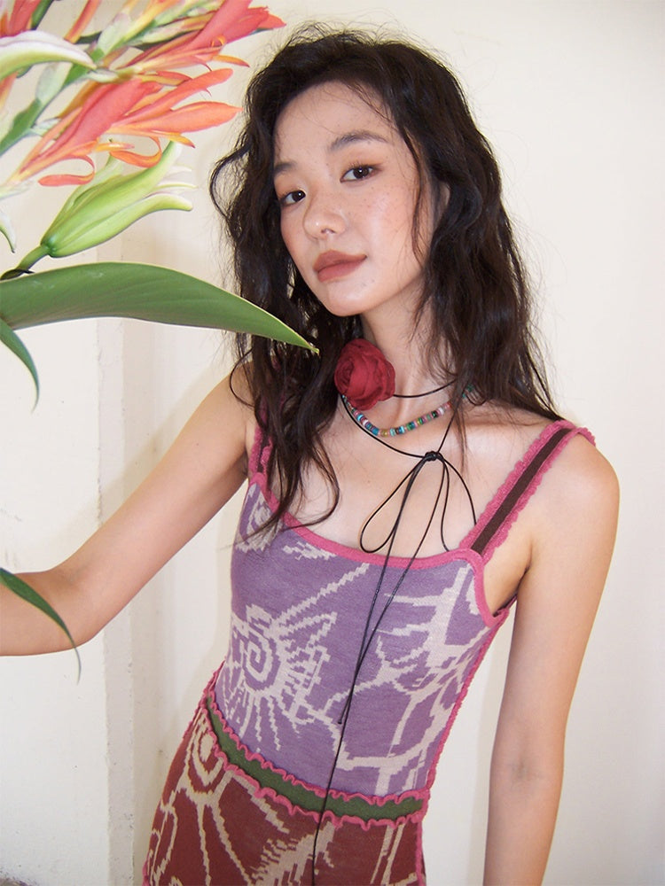 "Neon Feather Mange" French Camisole Dress【s0000013409】
