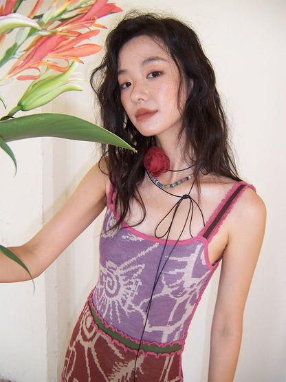 "Neon Feather Mange" French Camisole Dress【s0000013409】