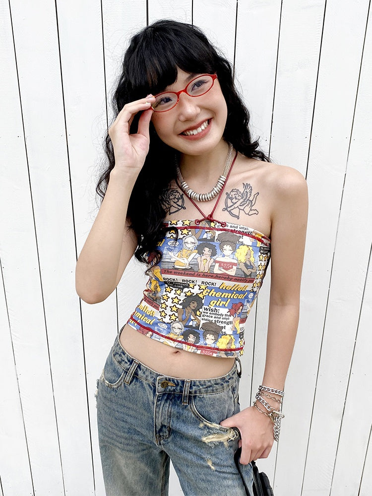 "Shibuya Beauty" Manga Print Bandeau【s0000013414】