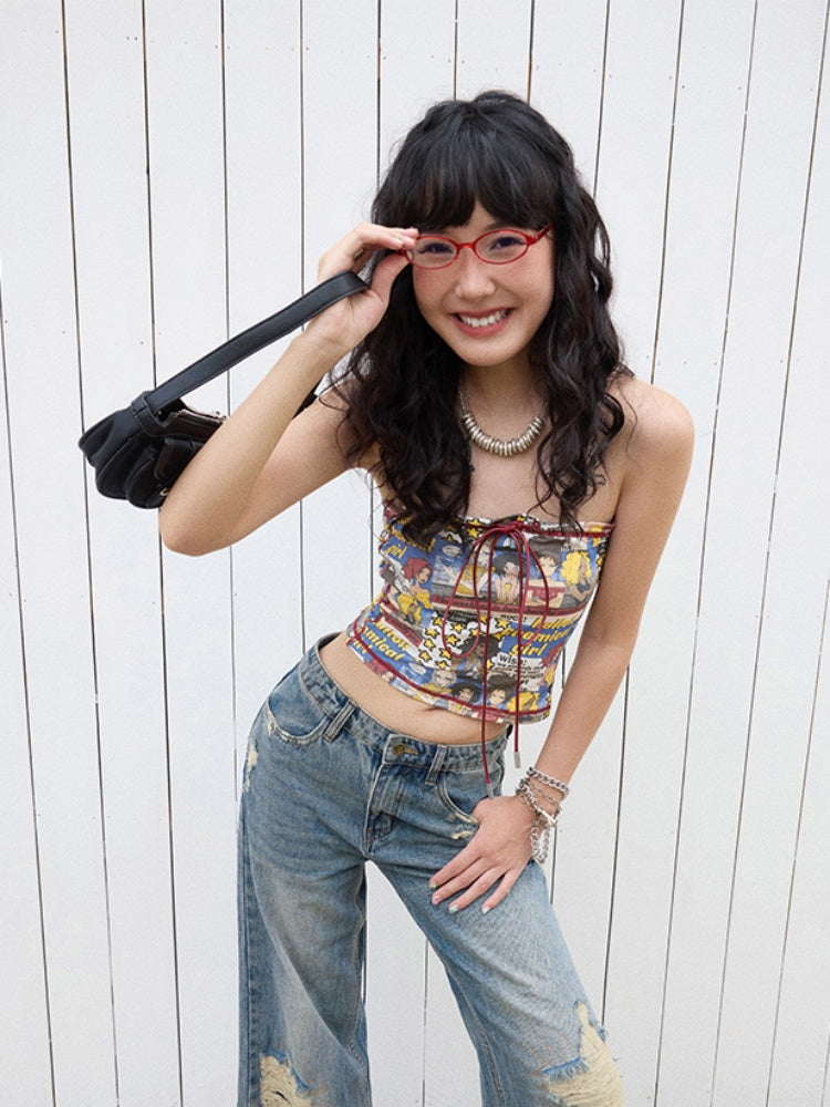 "Shibuya Beauty" Manga Print Bandeau【s0000013414】